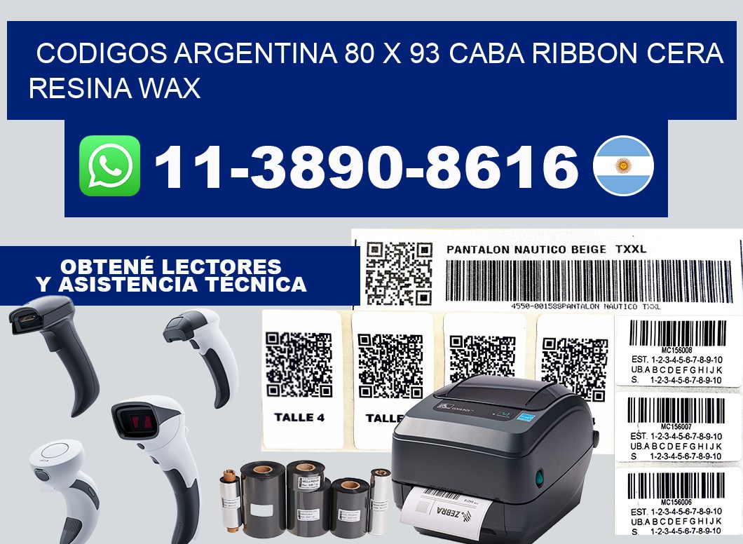 codigos Argentina 80 x 93 CABA Ribbon cera resina wax
