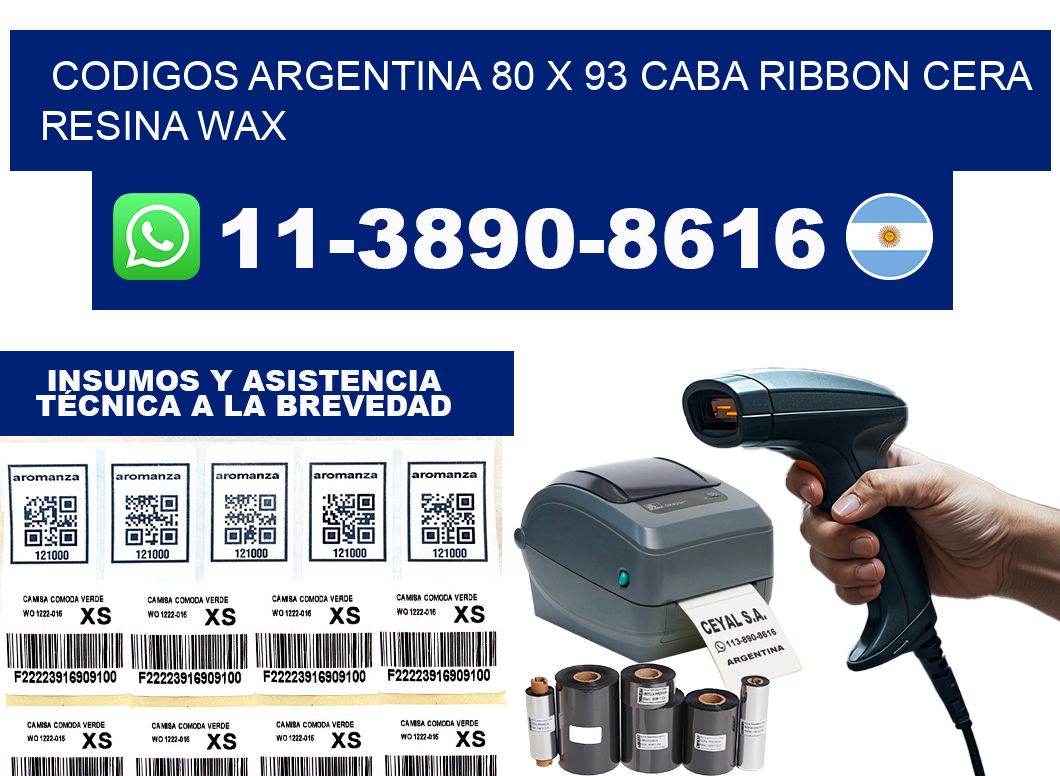 codigos Argentina 80 x 93 CABA Ribbon cera resina wax