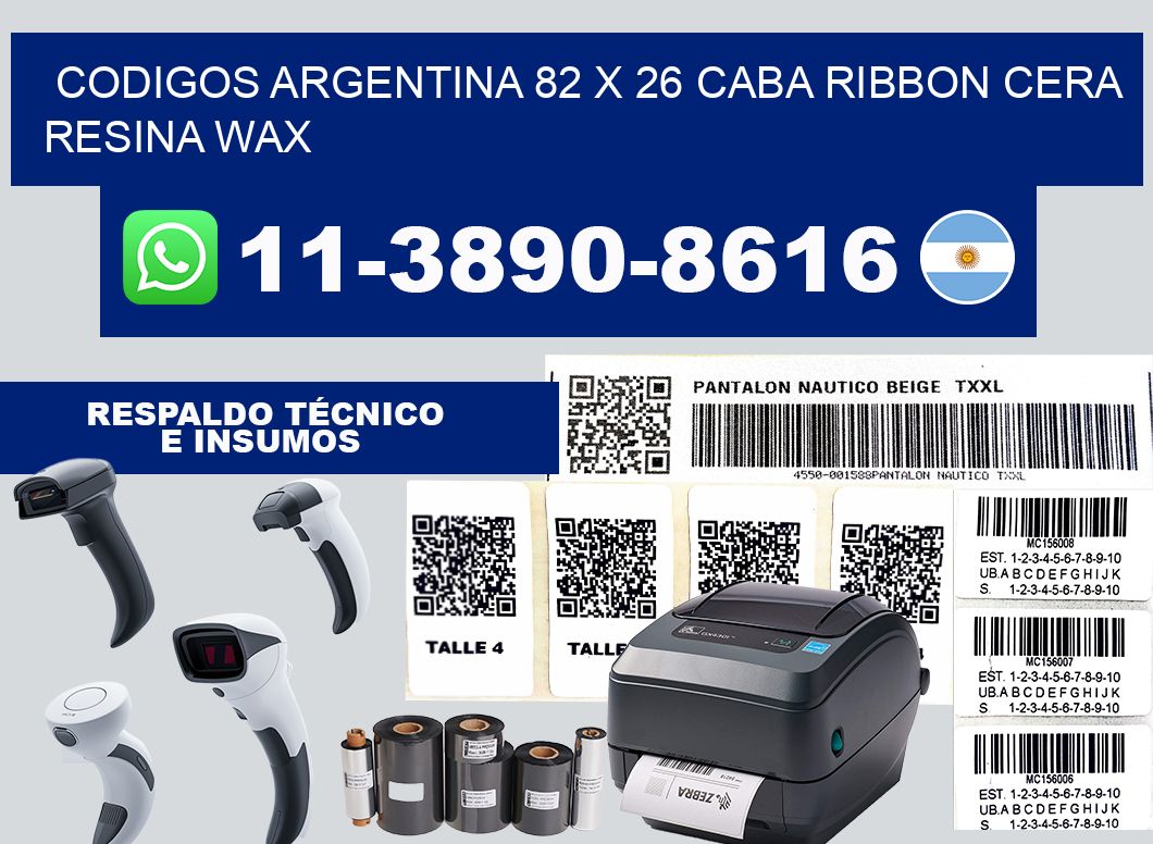 codigos Argentina 82 x 26 CABA Ribbon cera resina wax