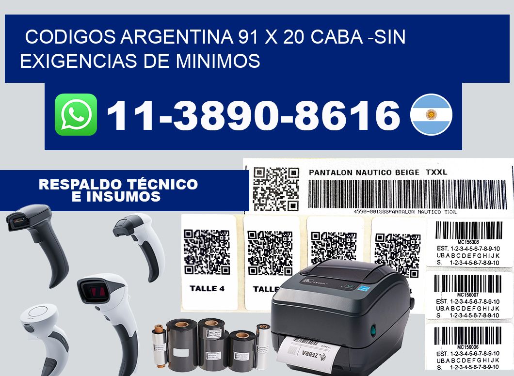 codigos Argentina 91 x 20 CABA -Sin exigencias de minimos