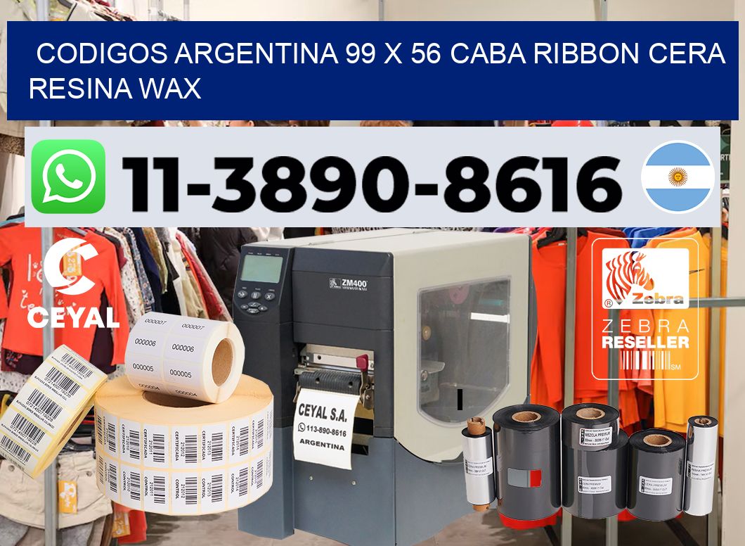 codigos Argentina 99 x 56 CABA Ribbon cera resina wax