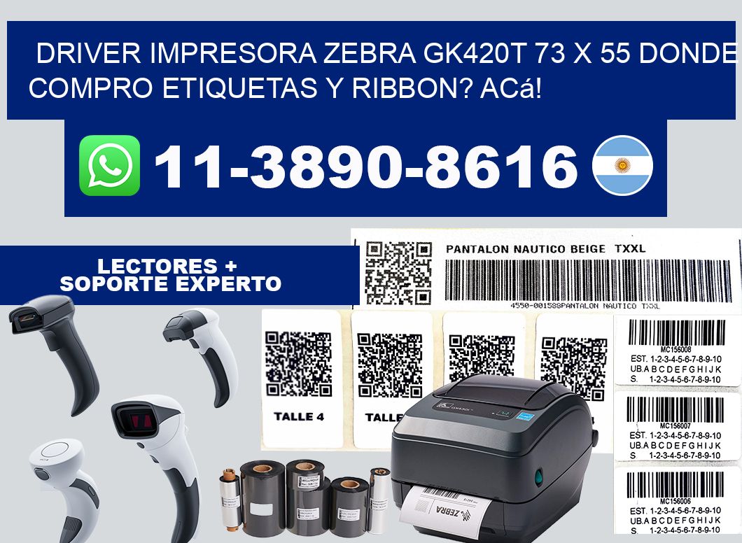 driver impresora zebra gk420t 73 x 55 Donde compro etiquetas y ribbon? Acá!