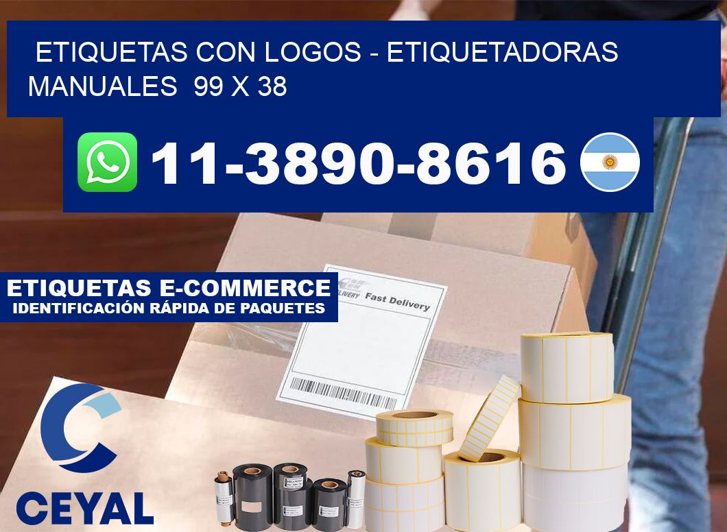 etiquetas con logos - Etiquetadoras Manuales  99 x 38