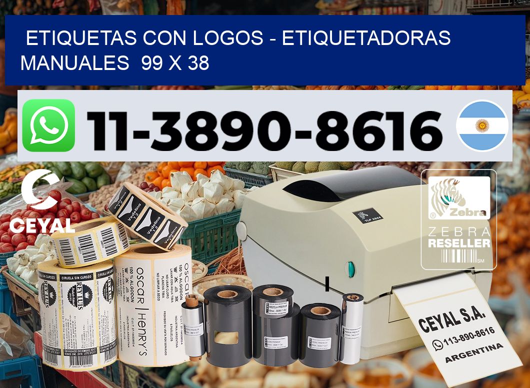 etiquetas con logos - Etiquetadoras Manuales  99 x 38