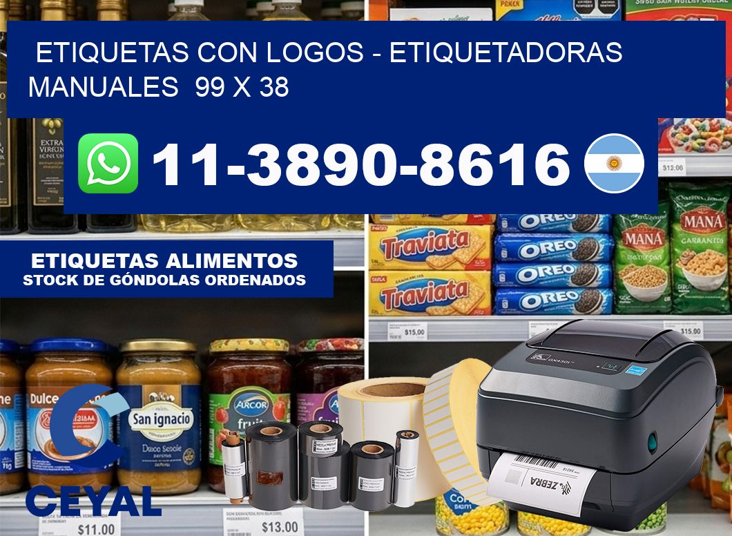 etiquetas con logos – Etiquetadoras Manuales  99 x 38