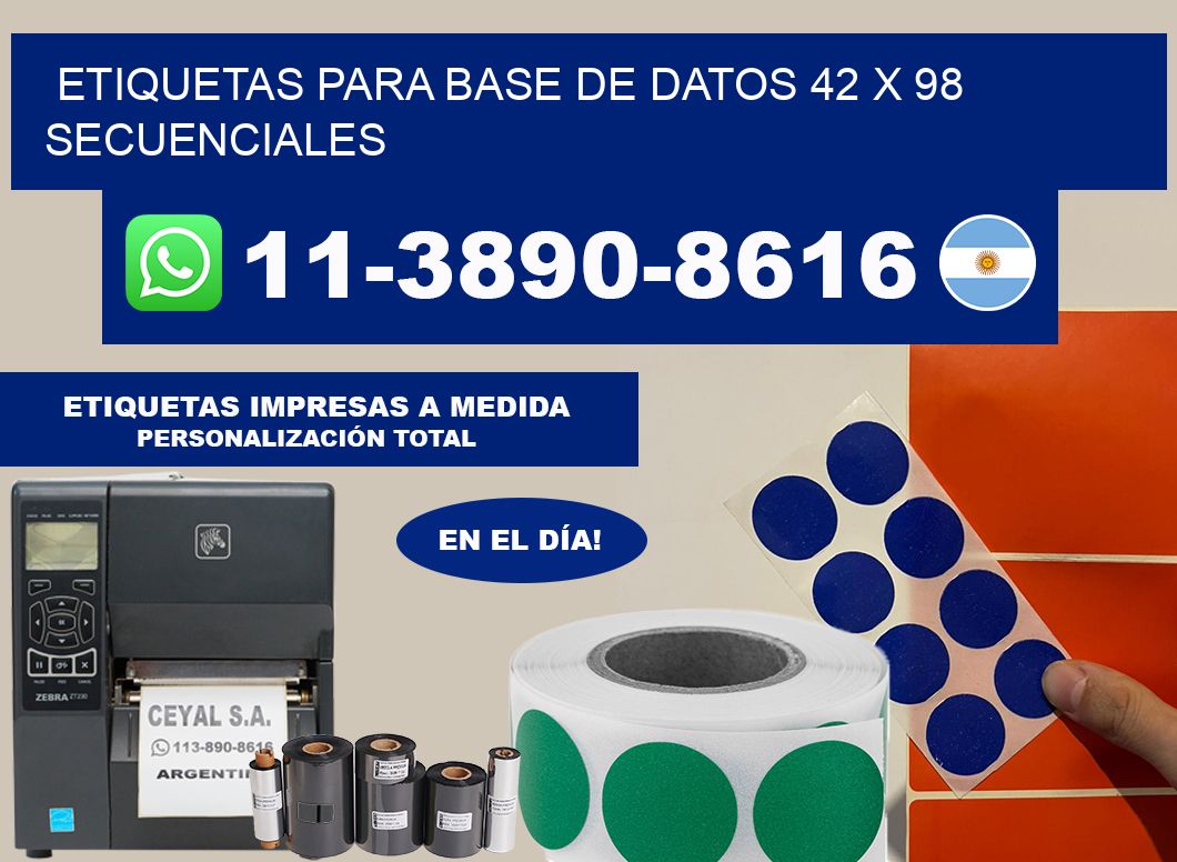 etiquetas para base de datos 42 x 98 secuenciales