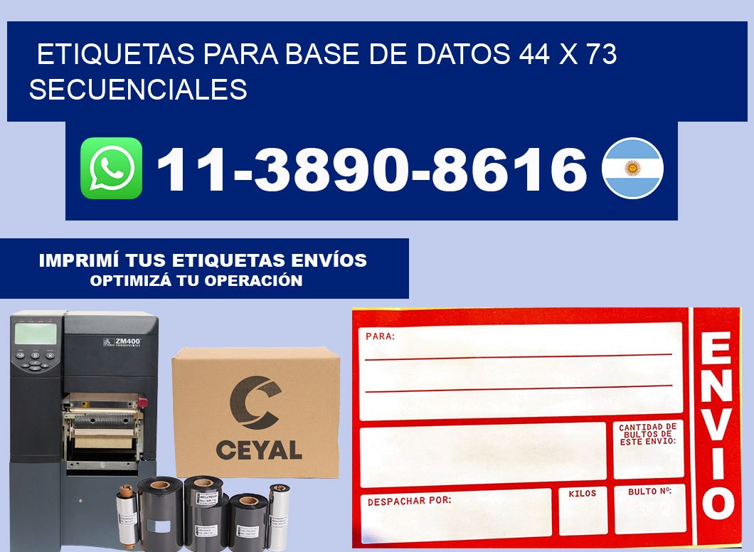etiquetas para base de datos 44 x 73 secuenciales