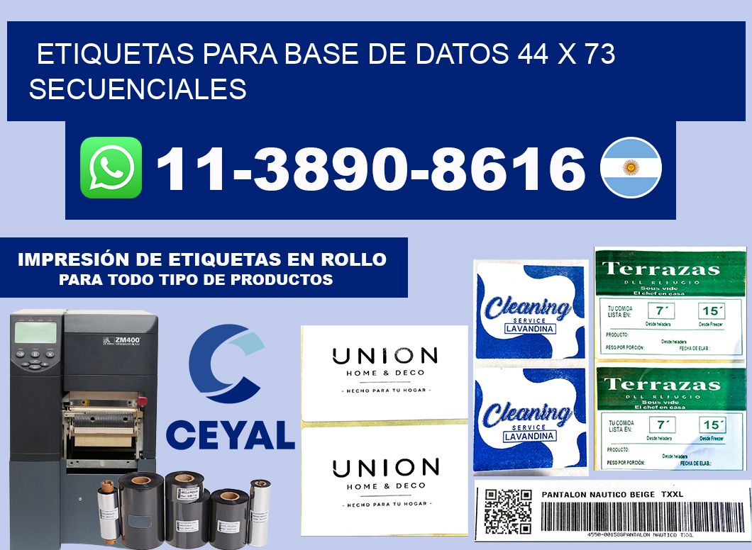 etiquetas para base de datos 44 x 73 secuenciales