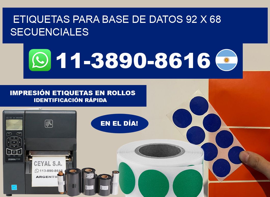 etiquetas para base de datos 92 x 68 secuenciales