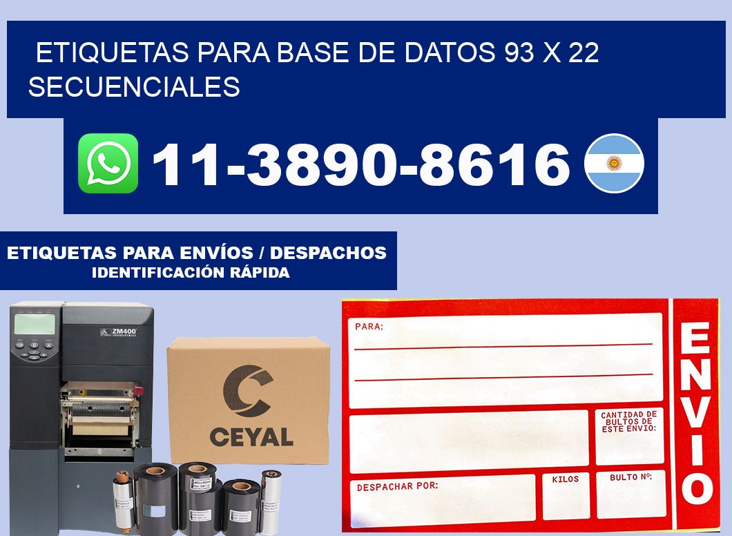 etiquetas para base de datos 93 x 22 secuenciales