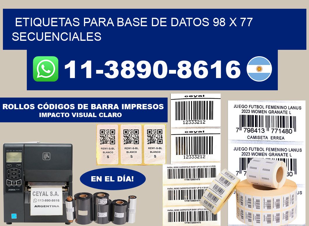 etiquetas para base de datos 98 x 77 secuenciales