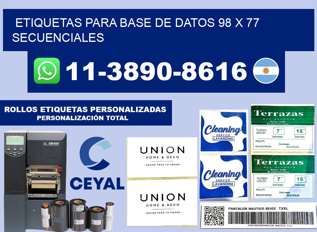 etiquetas para base de datos 98 x 77 secuenciales