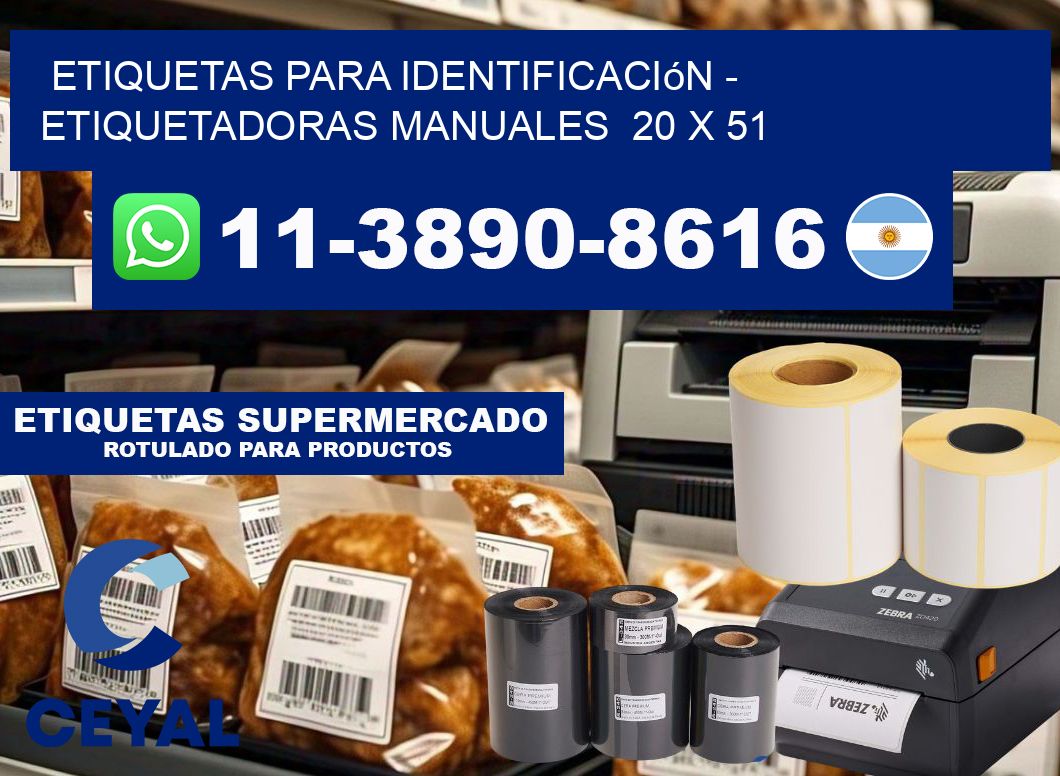 etiquetas para identificación - Etiquetadoras Manuales  20 x 51