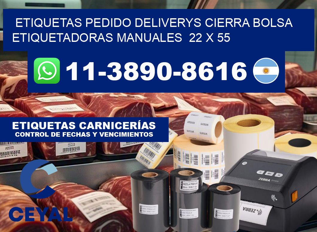etiquetas pedido deliverys cierra bolsa  Etiquetadoras Manuales  22 x 55