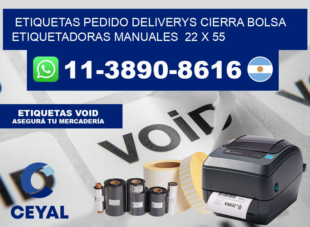 etiquetas pedido deliverys cierra bolsa  Etiquetadoras Manuales  22 x 55