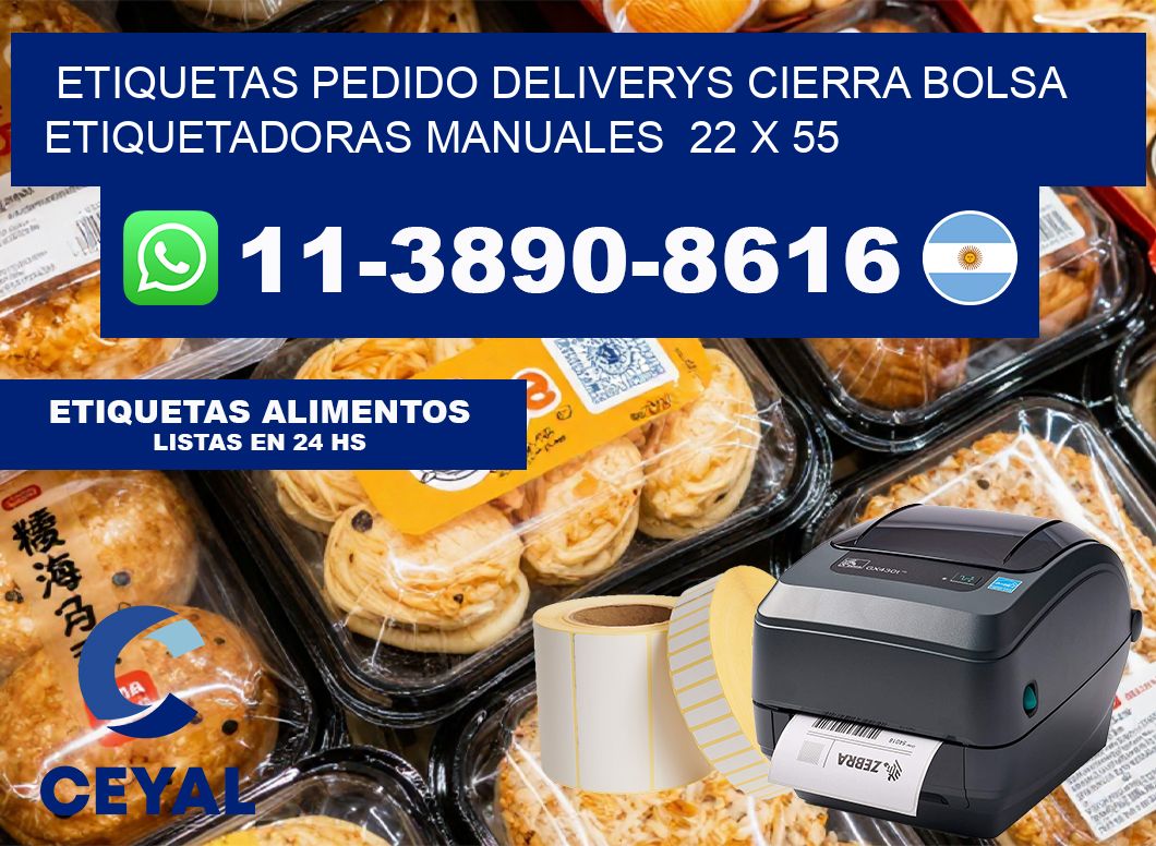 etiquetas pedido deliverys cierra bolsa  Etiquetadoras Manuales  22 x 55