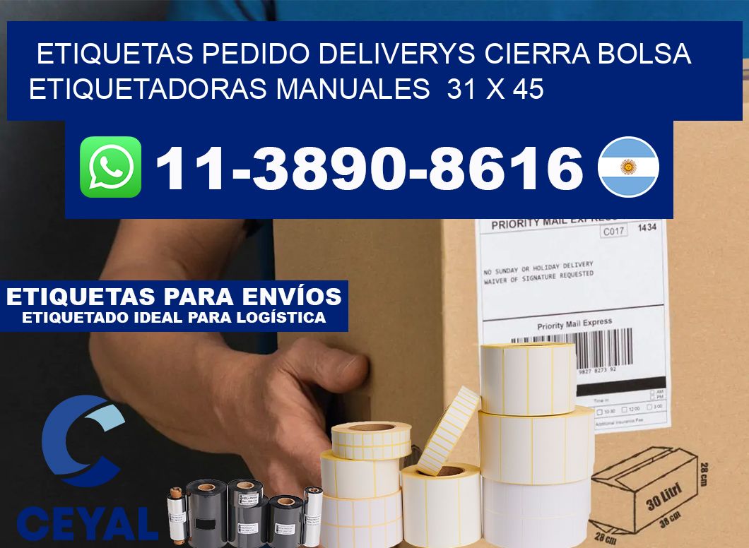 etiquetas pedido deliverys cierra bolsa  Etiquetadoras Manuales  31 x 45