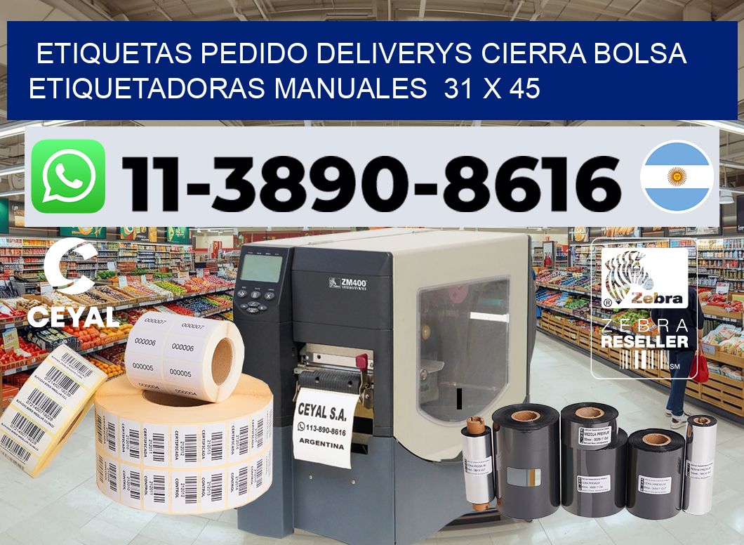 etiquetas pedido deliverys cierra bolsa  Etiquetadoras Manuales  31 x 45