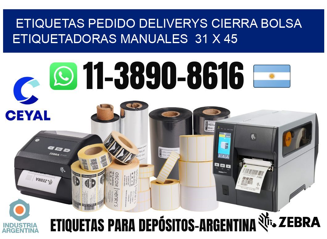 etiquetas pedido deliverys cierra bolsa  Etiquetadoras Manuales  31 x 45