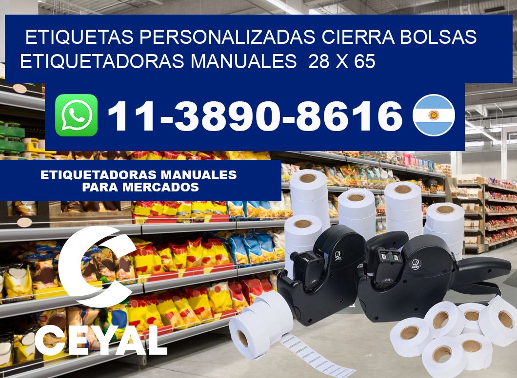 etiquetas personalizadas cierra bolsas  Etiquetadoras Manuales  28 x 65