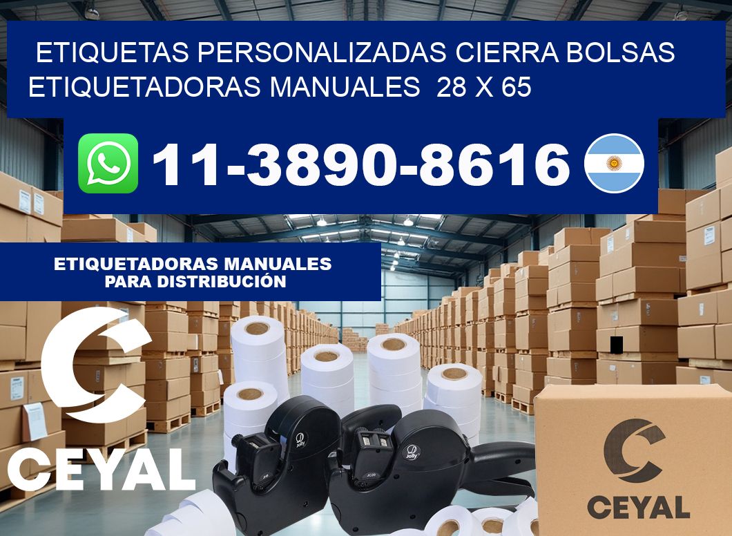 etiquetas personalizadas cierra bolsas  Etiquetadoras Manuales  28 x 65