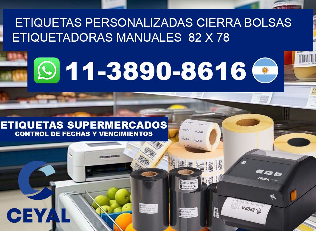 etiquetas personalizadas cierra bolsas  Etiquetadoras Manuales  82 x 78