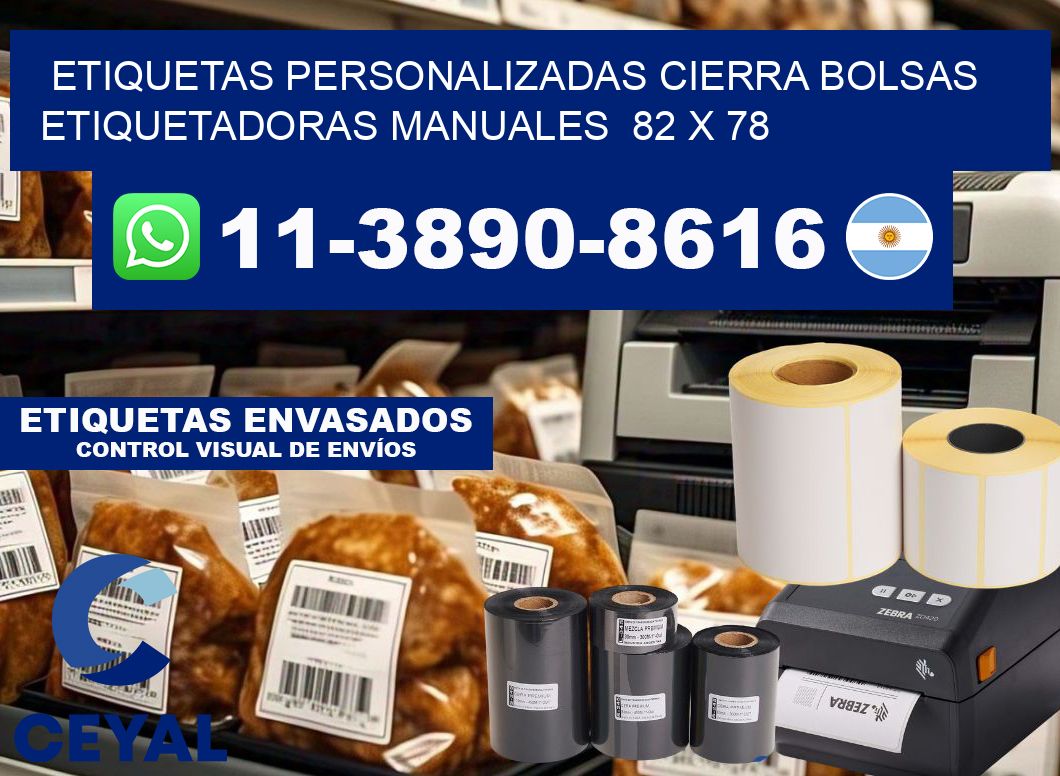 etiquetas personalizadas cierra bolsas  Etiquetadoras Manuales  82 x 78