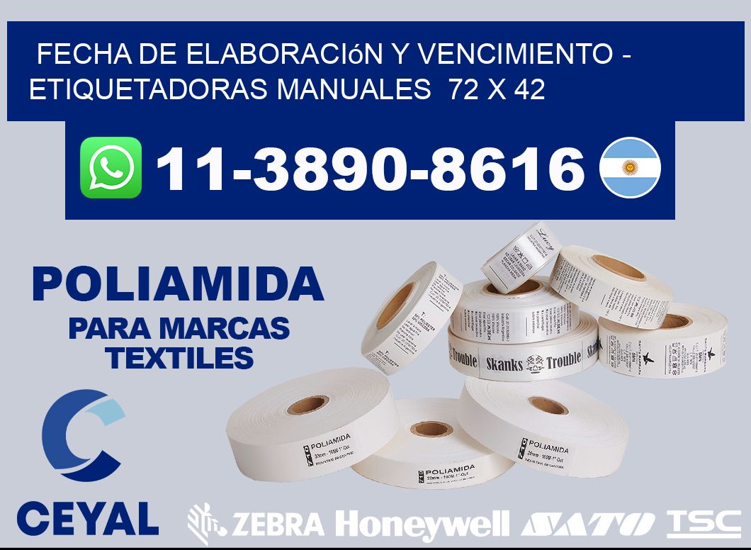 fecha de elaboración y vencimiento – Etiquetadoras Manuales  72 x 42
