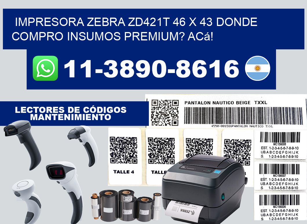 impresora zebra zd421t 46 x 43 Donde compro insumos premium? Acá!