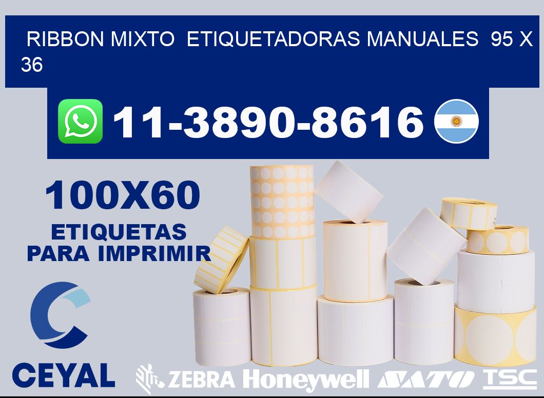ribbon mixto  Etiquetadoras Manuales  95 x 36