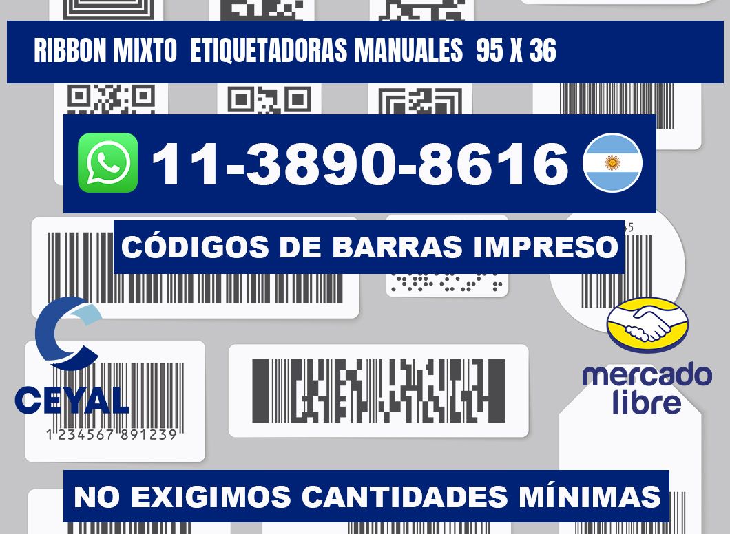 ribbon mixto  Etiquetadoras Manuales  95 x 36
