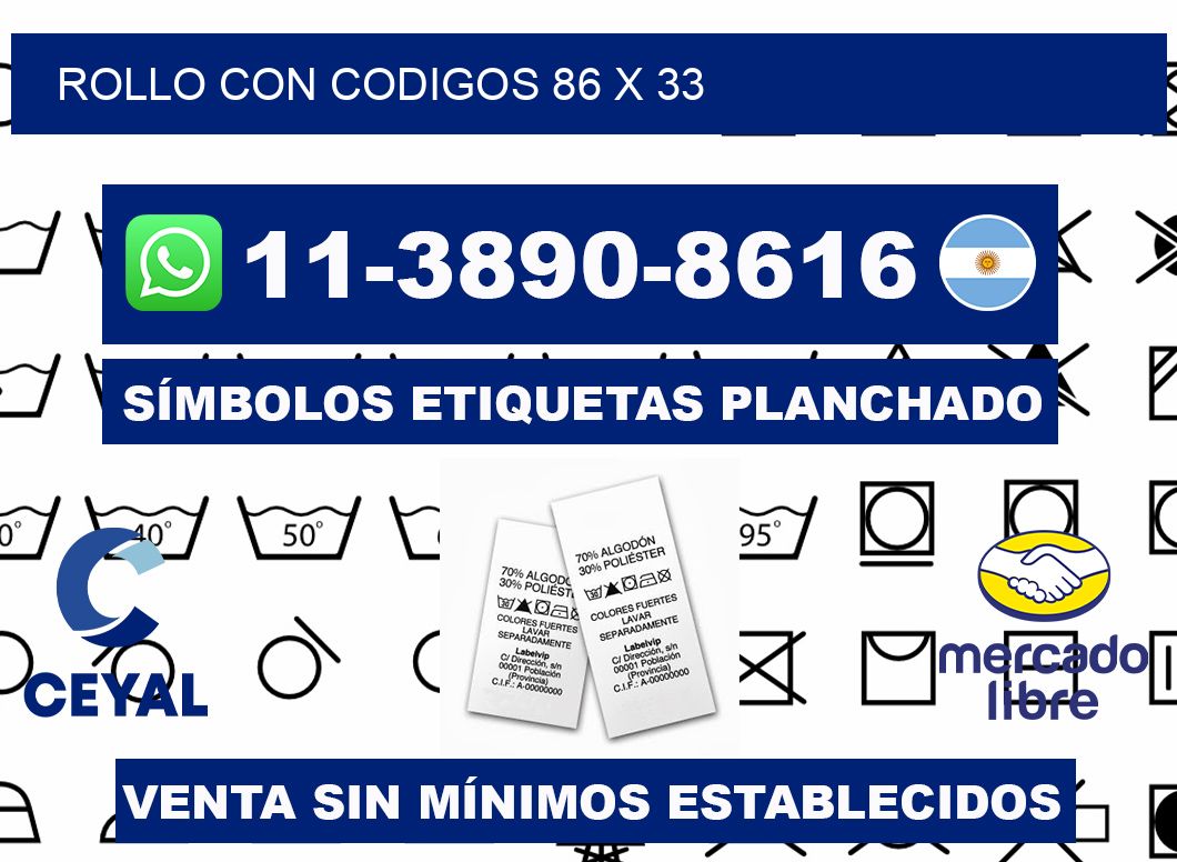 rollo con codigos 86 x 33