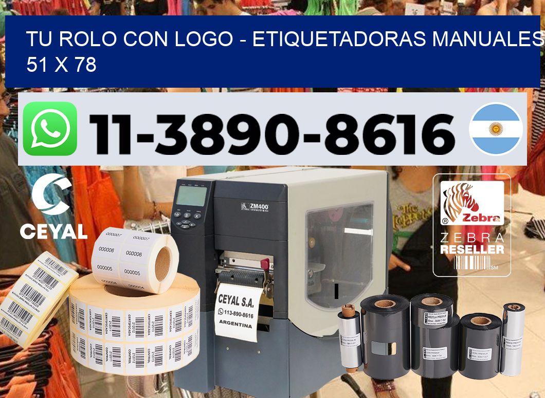 tu rolo con logo – Etiquetadoras Manuales  51 x 78