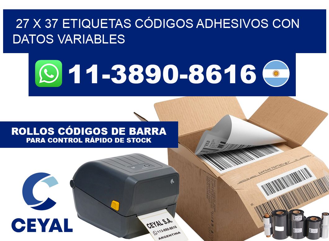 27 x 37 ETIQUETAS CÓDIGOS ADHESIVOS CON DATOS VARIABLES