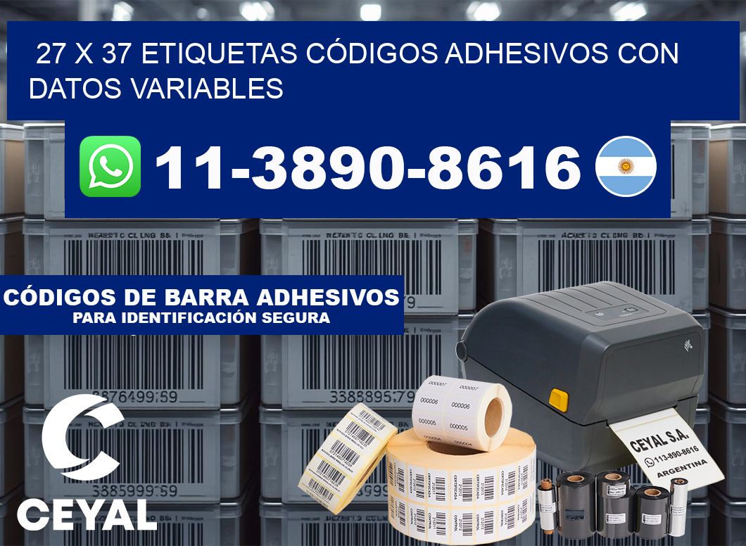27 x 37 ETIQUETAS CÓDIGOS ADHESIVOS CON DATOS VARIABLES