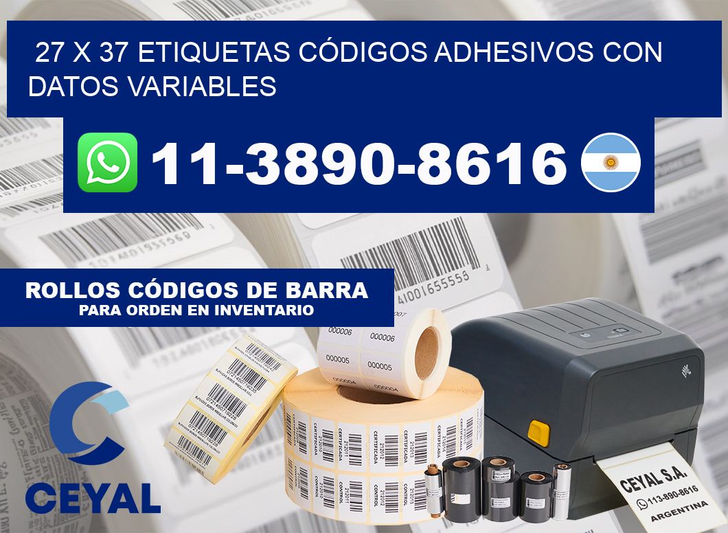 27 x 37 ETIQUETAS CÓDIGOS ADHESIVOS CON DATOS VARIABLES