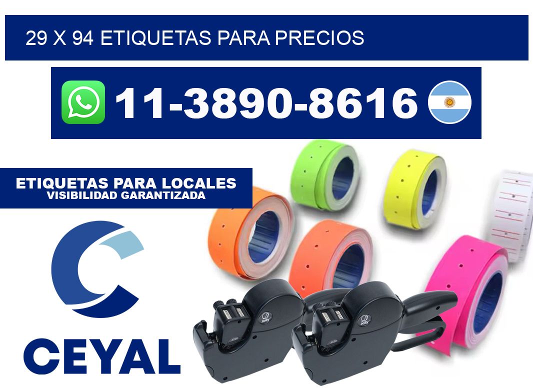 29 x 94 etiquetas para precios