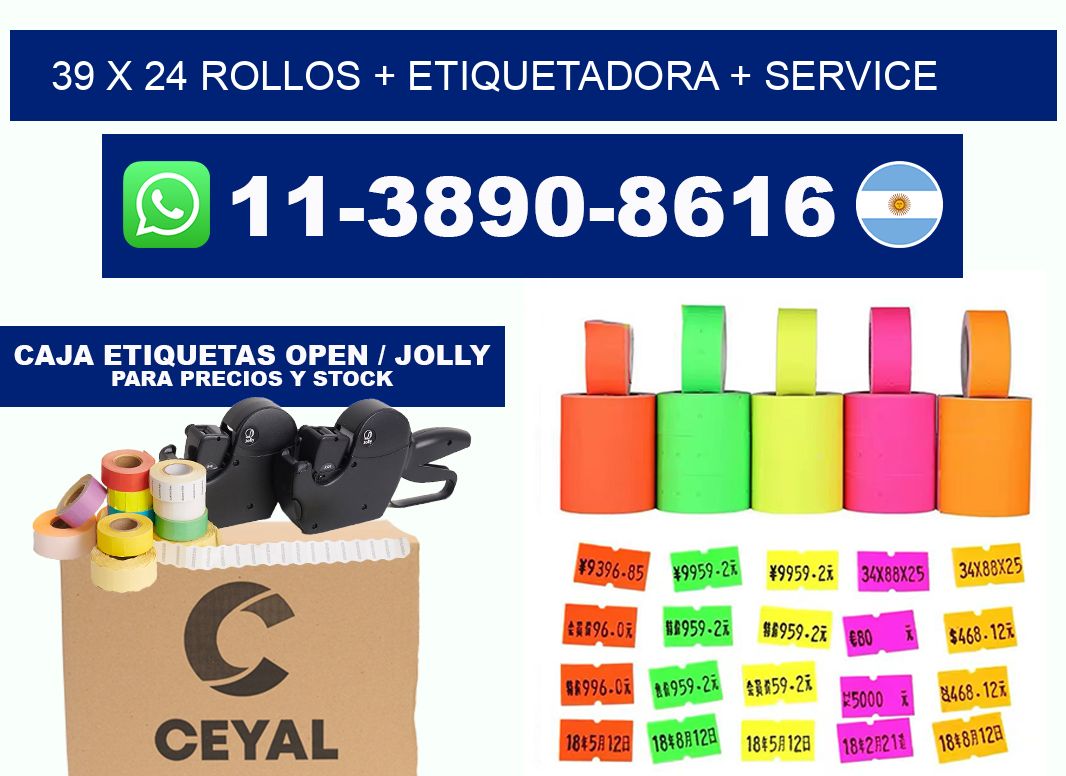 39 x 24 rollos + etiquetadora + service