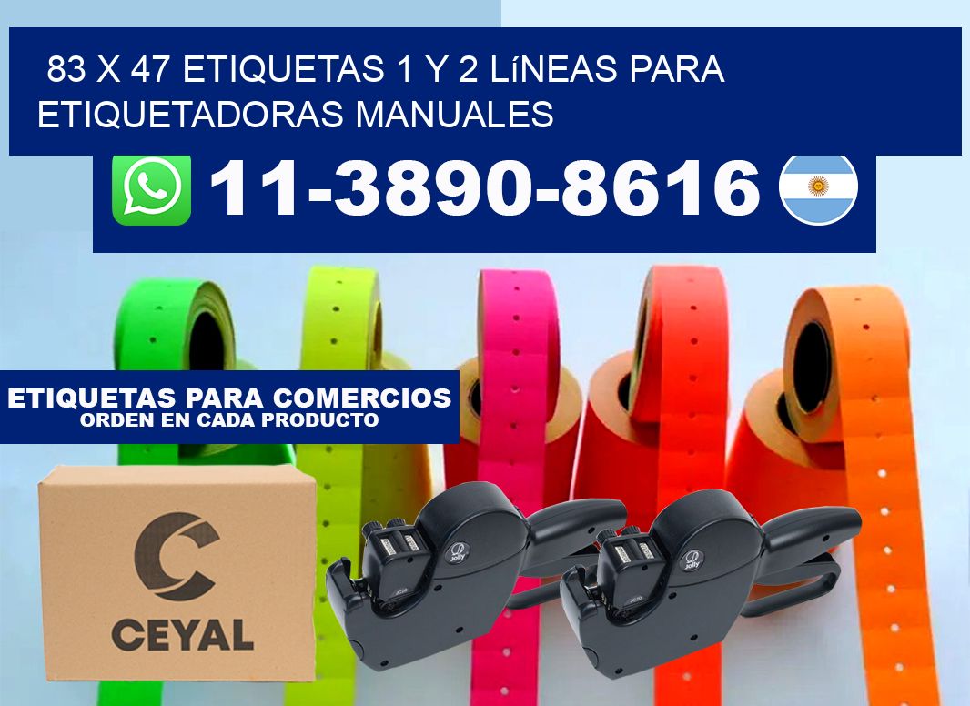 83 x 47 Etiquetas 1 y 2 líneas para etiquetadoras manuales