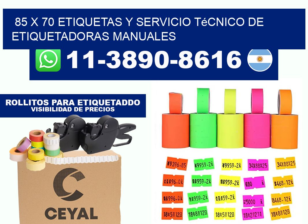 85 x 70 etiquetas y servicio técnico de etiquetadoras manuales