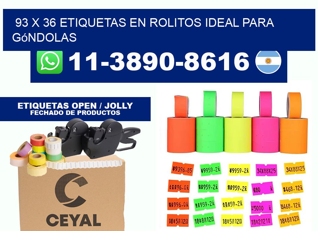93 x 36 etiquetas en rolitos ideal para góndolas