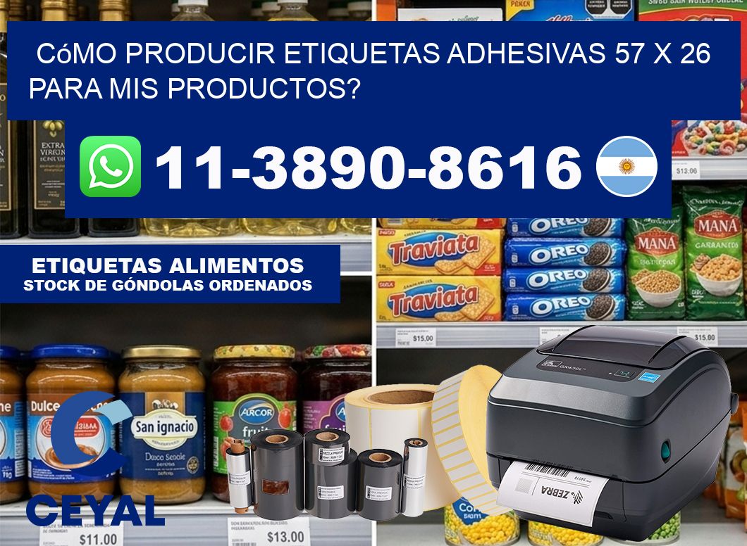 Cómo producir etiquetas adhesivas 57 x 26 para mis productos?