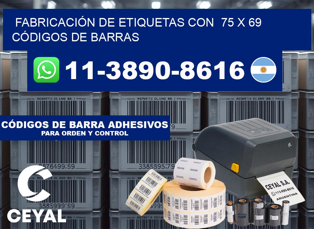 FABRICACIÓN DE ETIQUETAS CON  75 x 69 CÓDIGOS DE BARRAS