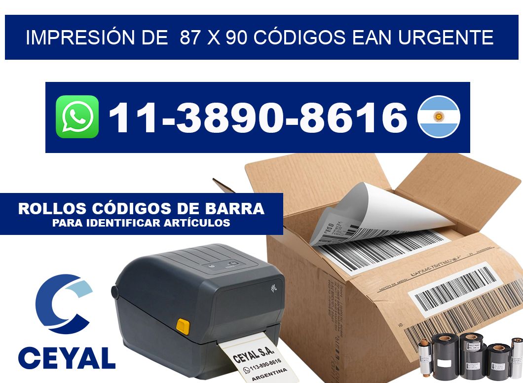 IMPRESIÓN DE  87 x 90 CÓDIGOS EAN URGENTE
