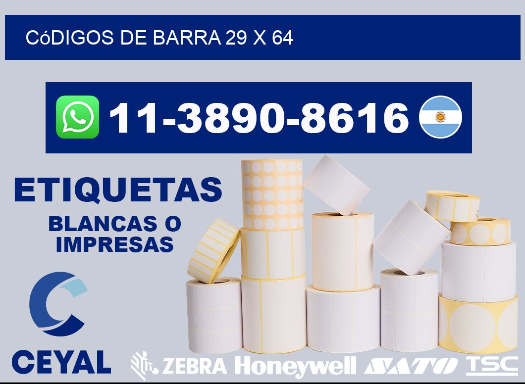 códigos de barra 29 x 64
