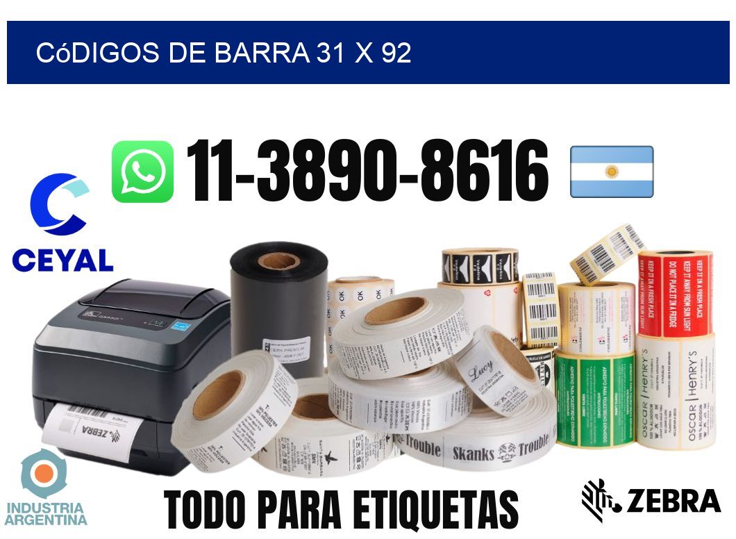 códigos de barra 31 x 92