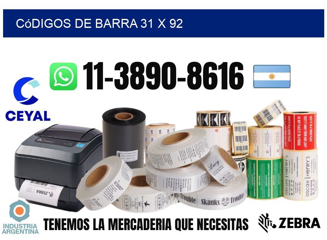 códigos de barra 31 x 92