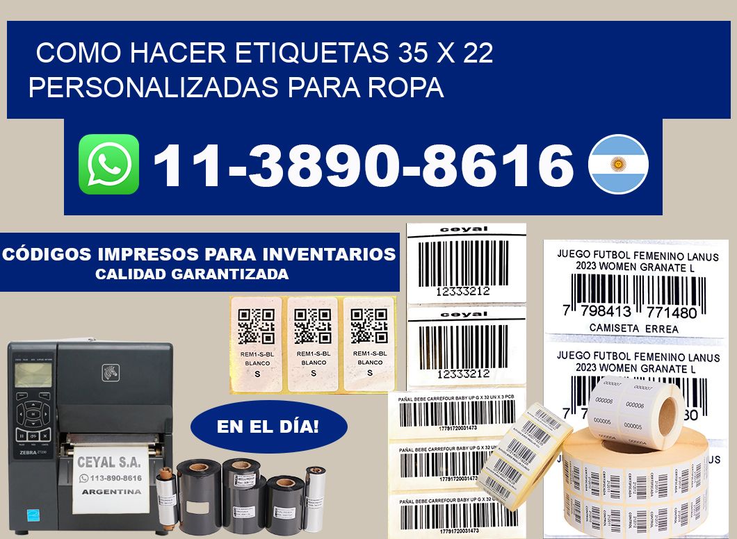 como hacer etiquetas 35 x 22 personalizadas para ropa