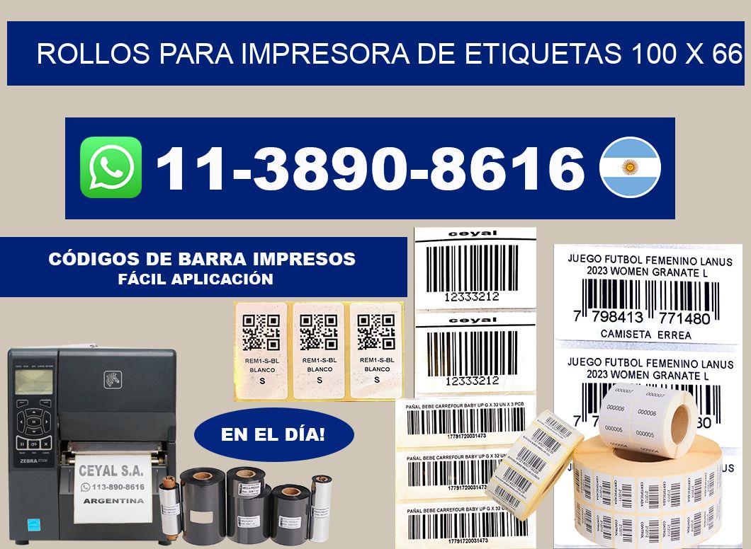 rollos para impresora de etiquetas 100 x 66