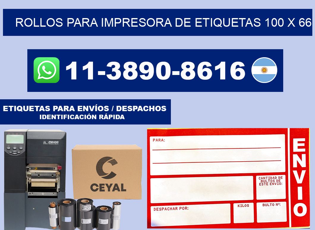rollos para impresora de etiquetas 100 x 66